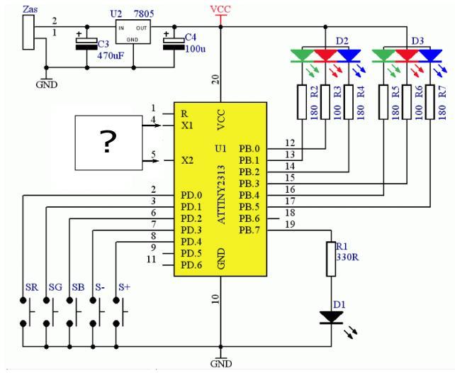 Przykładowe zadanie 9. Na rysunku przedstawiono schemat sterownika mikroprocesorowego, w którym brakuje jednego podzespołu.