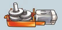 elektryczny podłączony jest do skrzynki zawierającej system przekładni służących do redukcji prędkości obrotów