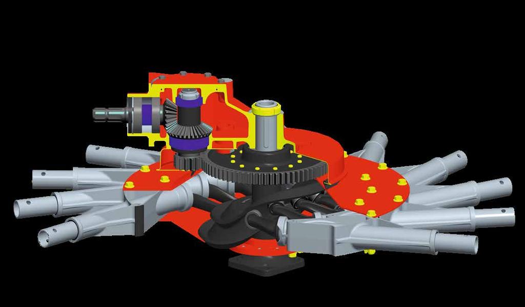 zbiorze paszy. PATENT KUHN Wyjątkowa konstrukcja przekładni MASTERDRIVE umożliwia dwustopniową redukcję napędu.