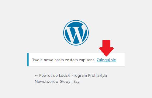 Rys. 3: Ekran potwierdzenia pomyślnego ustalenia nowego hasła. 8. Użytkownik powinien zostad przekierowany do strony głównej systemu (Rys.