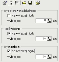 wykorzystany do ustawiania częstotliwości migotania diod na płycie czołowej zespołu Aplikacja - typ zespołu oraz zdefiniowany schemat pola, dla którego wczytano