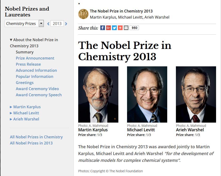 Nobel 2013 z chemii za modelowanie molekuł!