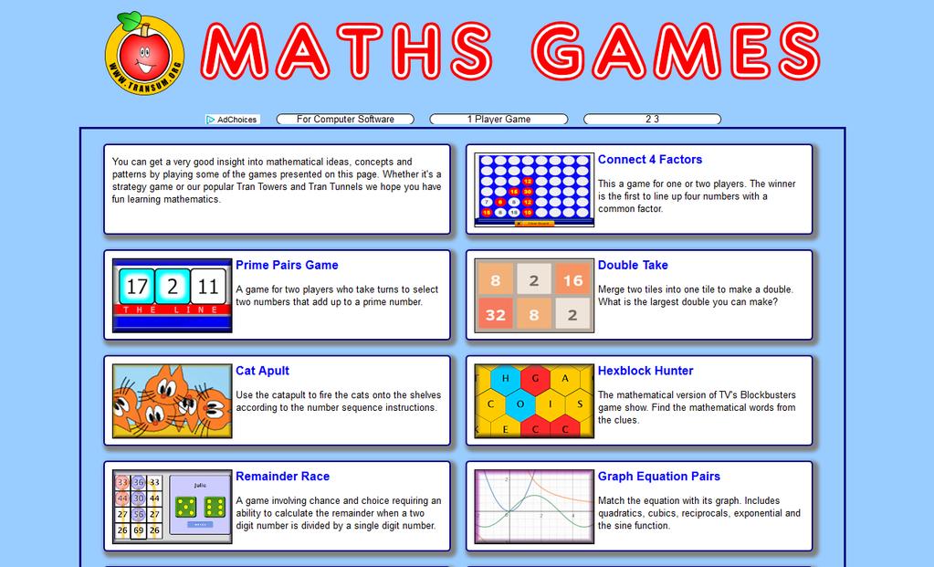 Gry matematyczne http://www.transum.