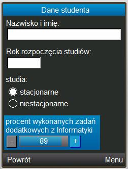 III Deklaracje dwóch ekranów interfejsu wysokiego poziomu klasy Screen i wybór ekranu początkowego 1.