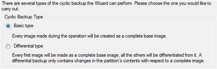 Aby dowiedzieć się więcej na ten temat przejdź do rozdziału Planowanie zadań. 8. Na stronie Cyclic backup type, wybierz sposób tworzenia cyklicznej kopii zapasowej: Base type.