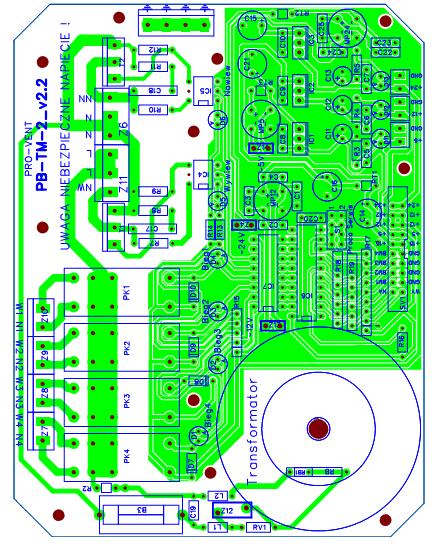 diody sygnalizujące bieg (wydajność wentylatorów) /zielone/, - 2 diody sygnalizujące pracę wentylatora nawiew, wywiew /czerwone/, - dioda sygnalizacji układu miękkiego startu /żółta/.
