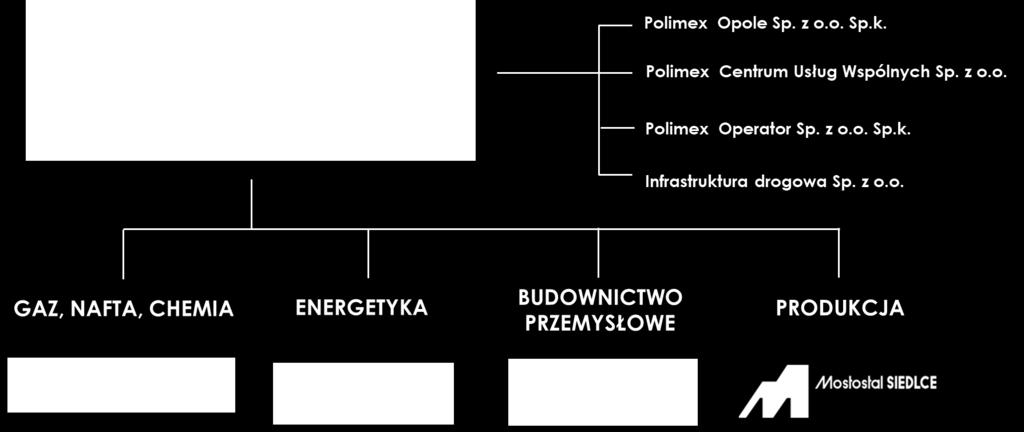 Struktura Grupy Kapitałowej Polimex Mostostal Grupa Kapitałowa Polimex Mostostal składa się ze spółek o