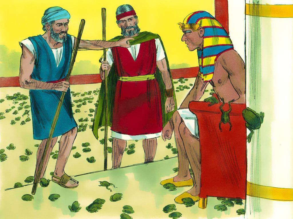 - Wstawcie się do Pana, aby oddalił żaby ode mnie i od ludu mojego, a ja wypuszczę lud, aby złożyli Panu ofiarę - obiecał faraon.