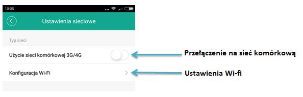 USTAWIENIA KAMERY USTAWIENIA Wi-Fi/3G/4G Tutaj mamy możliwość wyboru sieci Wi-Fi/3G. Aby przejść do tego trybu musimy wybrać ustawienia kamery, a następnie przejść do zakładki Ustawienia.