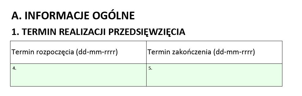 Wniosek o dofinansowanie Informacje we