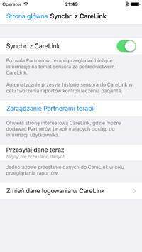 OPROGRAMOWANIE CARELINK PERSONAL ROZDZIAŁ 11: OPROGRAMOWANIE CARELINK PERSONAL Zakładanie konta Partnera terapii i udostępnianie informacji Guardian Connect umożliwia automatyczną synchronizację