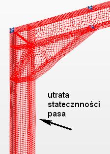 16) powoduje oczywiście zmiany wartości naprężeń w miejscach połączenia żebra z pasami słupa c) trzecia postać 6, 739 d) postać czwarta 6, 755 Rys. 16.