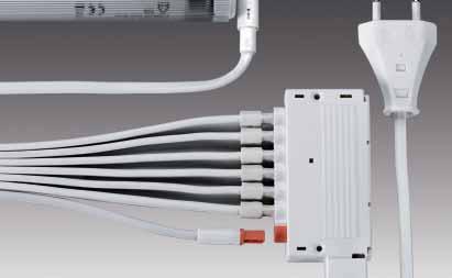 cable with AE 2m vertical luminaire connection with AE 70 g (ferrules) or Euro (Euro plug) 215 440 320 01 HVLCS 43/2000 mains cable with Euro 2m 90 g 215 441 120 01 HVLCS V/2000 6-way distributor
