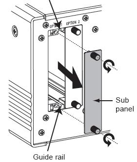Instalacja wkładek 1. Użytkownik musi wyłączyć zasilanie wzmacniacza E-470. 2. Na tylnej ściance urządzenia, należy usunąć płytkę zabezpieczającą slot (rys.1) płytkę należy zachować. 3.