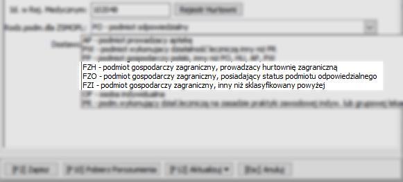 W zakładce należy wprowadzić dane sprzedawcy właściela towaru: rodzaj podmiotu dla ZSMOPL, REGON, nazwa, adres. Dane można pobrać z Centralnej Bazy Hurtowni za pomocą przycisku POBIERZ DANE Z CBH.