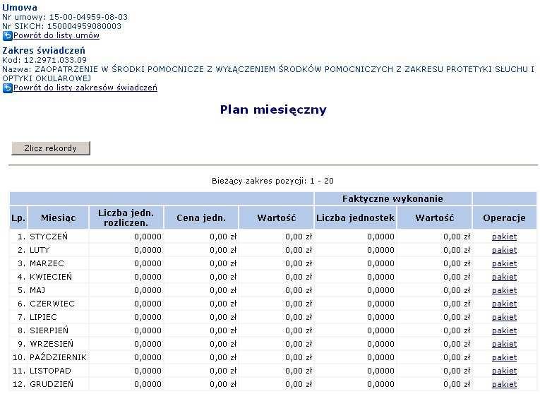 Rys. 7.6 Plan miesięczny Od 2008 roku, pakiety świadczeń dołączane do punktów umowy zostały zastąpione przez zestawy produktów handlowych.