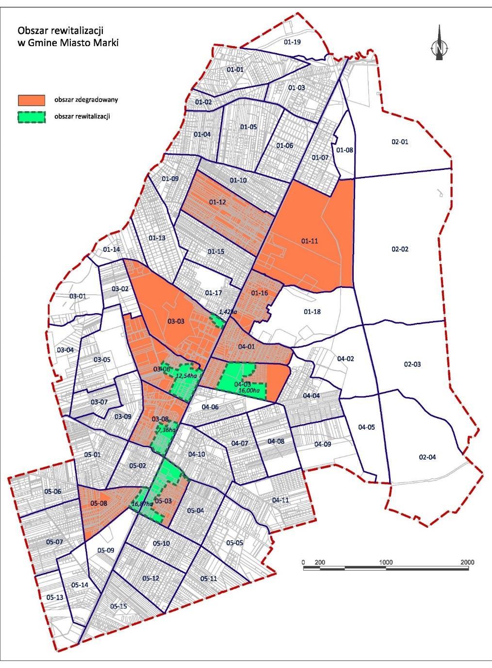 Obszar rewitalizacji w Markach OR zamieszkiwało 1525 osób (UM Marki, 2017 rok), co stanowiło 4,97% ludności gminy (liczba ludności gminy to 30673 osoby).