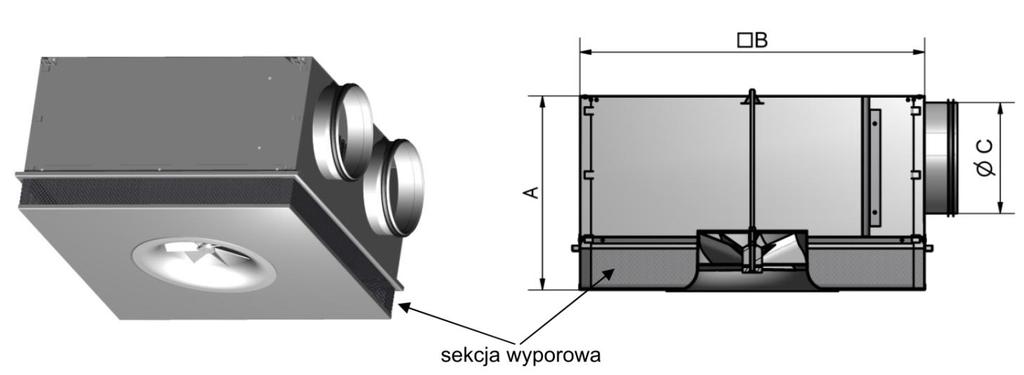 Skrzynka rozprężna z sekcją wyporową (typ AK/Q) Kombinacja nawiewnika wirowego ze skrzynką rozprężną z sekcją wyporową.