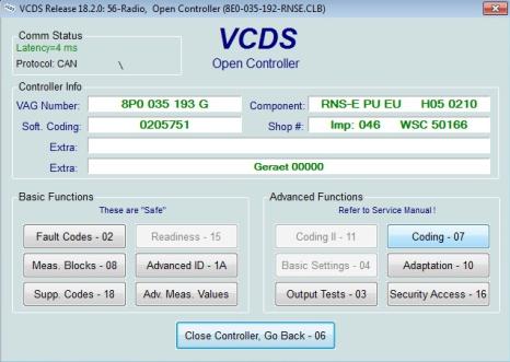 Poniżej przykładowy sposób kodowania programem VCDS. 1.