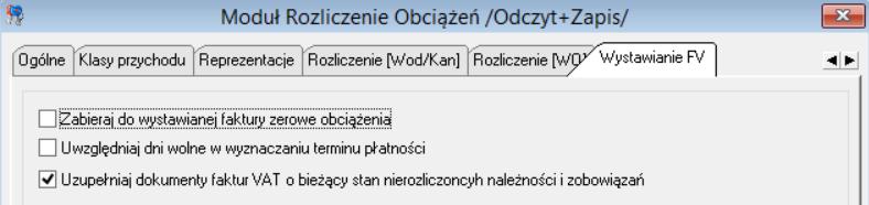 Zakładka ROZLICZENIE WO w tym miejscu można określić sposób rozliczania usług wywozu odpadów za pełne okresy z planu wywozu (z dołu) lub za ilość okresów z planu wywozu (z góry).