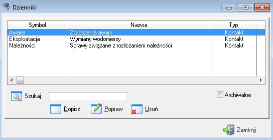 Słownik dzienników Słownik okresów rozliczeń finansowych W tym