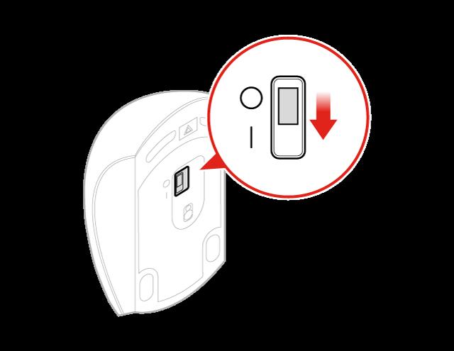 Rysunek 14. Zamykanie pokrywki wnęki na baterie f. Przestaw wyłącznik zasilania myszy do pozycji włączonej. Rysunek 15.