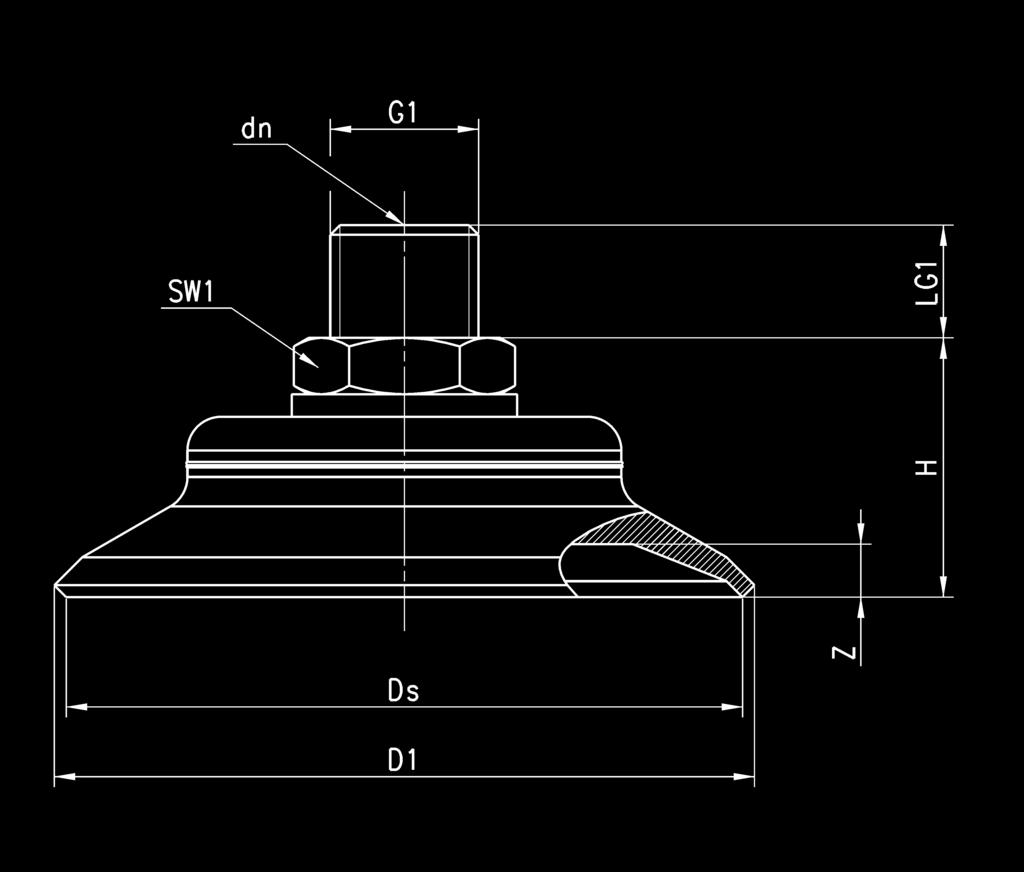 dla ssawek w wykonaniu NBR - S dla ssawek w wykonaniu silikonowym (przy składaniu zamówienia należy podać odpowiednią literę) WYMIARY Ssawka z nyplem D1