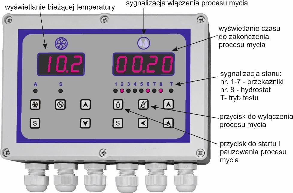 4. SEGMENT MYCIA. Segment mycia w sterowniku MCH-07 v. 2 uaktywnia się jedynie przy wyłączonym chłodzeniu; uaktywnienie to sygnalizowane jest pojawieniem się na wyświetlaczu symbolu - - - -.