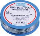 Drut lutowniczy ISO-Core RA z aktywowanym topnikiem żywicowym nie ulega korozji na metalach nieżelaznych szybko płynący do lutowania w elektrotechnice i do montażu elektrycznego i techniki pojazdowej