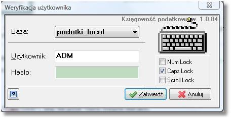 Po wykonaniu jednej z wymienionych powyżej czynności na ekranie wyświetli się okno logowania do programu.