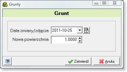 - efekt zmiany przy ustawieniu dat rzeczywistych powstała nowa pozycja, grunt o powierzchni 1 ha zarejestrowany 2011-10-26.