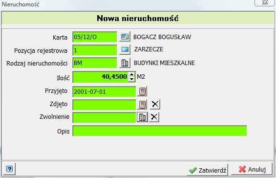 Nową nieruchomość dodajemy tradycyjnie przyciskiem.