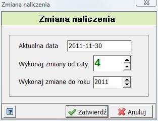 W oknie naliczeń aktywny mamy wówczas przycisk, można jej dokonać tylko raz dziennie. Przeliczoną zmianę można usunąć klawiszem Wycofanie, tak jak w przypadku wymiaru.