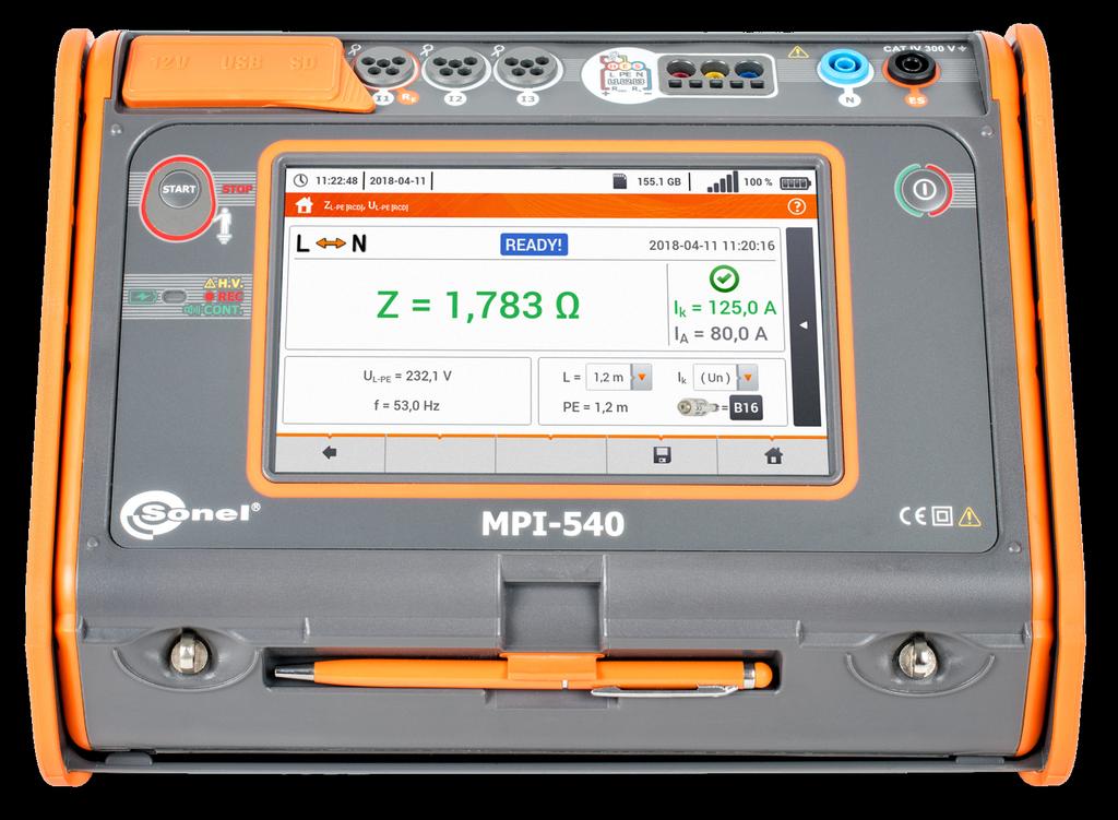Wielofunkcyjny miernik parametrów instalacji elektrycznych MPI-540 indeks: WMPLMPI540 WMPLMPI540S (bez cegów 3xF3A) Znacznie więcej niż miernik wielofunkcyjny największy dotykowy panel na rynku (7 )