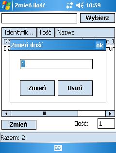 Sposób ten został opisany powyżej. W odróżnieniu od kompletacji, każdy dodany towar do dokumentu można usunąć lub zmienić jego ilość. Aby to zrobić należy kliknąć w przycisk Zmień.