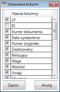 Zmiana kolejności wyświetlania kolkumn odbywa się za pomocą funkcjo drag and drop, czyli przytrymujemy klawisz myszy na nagłówku koluimny i przeciągamy go na pozycję która nam odpowiada.