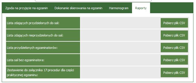 3. Raporty Podczas przygotowywania wewnętrznego harmonogramu części praktycznej można sprawdzać poprawność/kompletność wprowadzonych