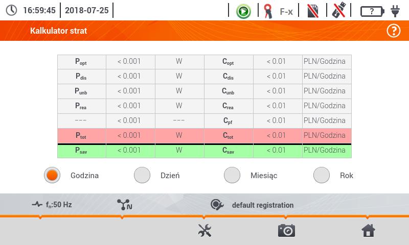 4.8 Kalkulator strat energii 4.8.1 Opis funkcjonalny W tym trybie można oszacować starty mocy czynnej oraz wiążące się z nimi koszty z tytułu złej jakości zasilania.