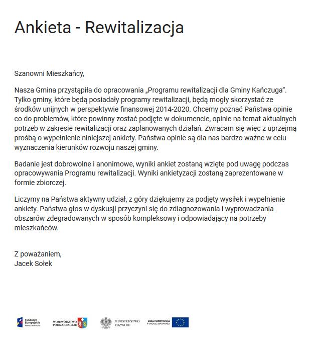 Ankiety w formie elektronicznej udostępnione zostały na publicznej stronie Urzędu Miasta i Gminy Kańczuga. Zakres tematyczny ankiety pokrywał się z zakresem objętym przez ankiety papierowe. Rys. 6.