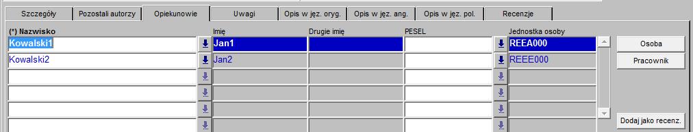 Pole Kod rozliczenia pensum określa jednostkę organizacyjną (wydział), w której są rozliczane godziny pracownika oraz cykl dydaktyczny, którego rozliczenie dotyczy.