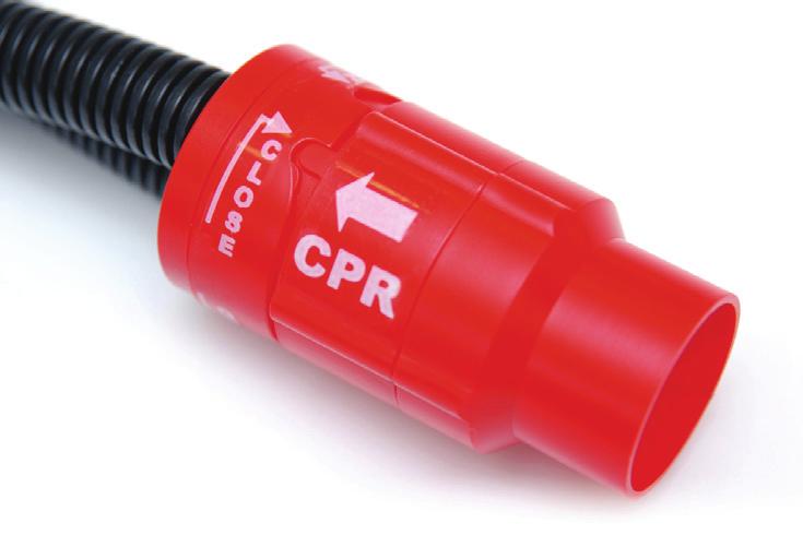 15. Zawór CPR System zmiennociśnieniowy novacare ASX basic wyposażony jest w zawór awaryjny CPR.