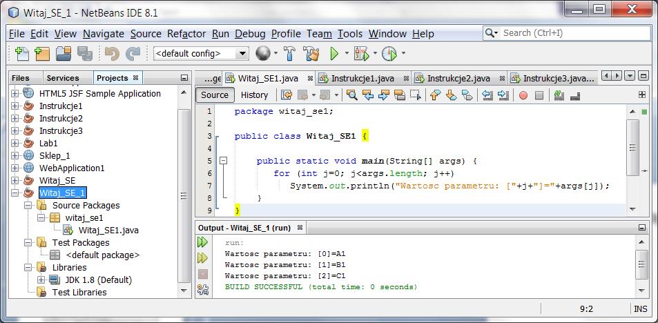 Uruchamianie programu z parametrami w środowisku NetBeans po