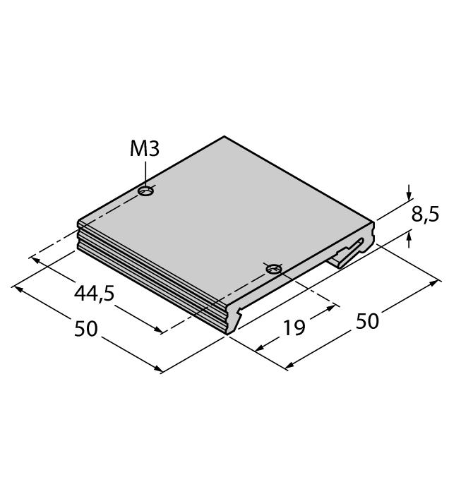 Akcesoria montażowe Typ Nr kat. Rysunek wymiarowy FDN20-BKT-DIN 6931105 Adapter przeznaczony do montażu 8-kanałowych modułów Fxx20 na szynie DIN (TS 35).