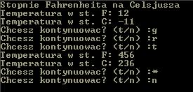 Wielokrotne przeliczanie temperatur, wersja 2-ga Program FahrenheitDoCelsjusz2; Celsjusz, Fahrenheit: Real; Z : Char; WriteLn( 'Stopnie Fahrenheita na Celsjusza' ); Repeat Write( 'Temperatura w st.