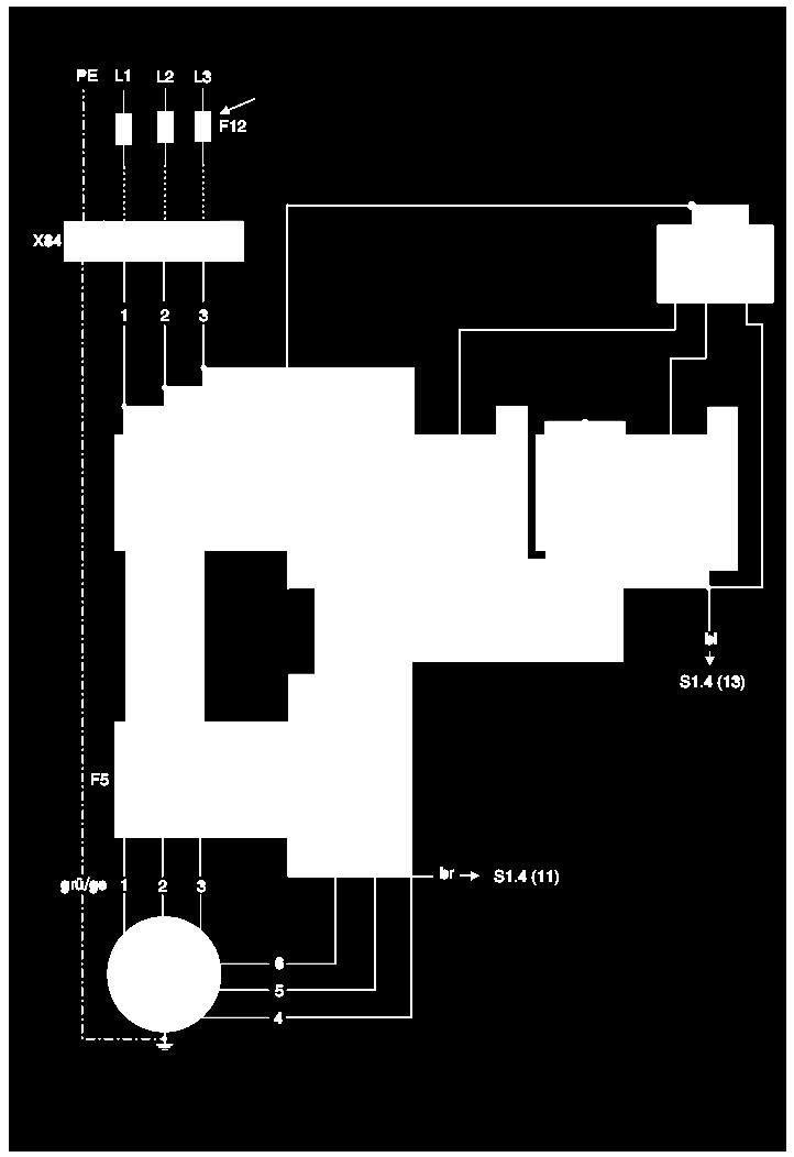 Schemat Strona 2, podłączenie silnika MG 3 Gwiazda-Trójkąt ABB zewnętrzne zabezpieczenie 3x20A Ustawienie