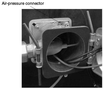9. Montaż głowicy gazowej palnika Przyłącze ciśnienia powietrza Użyj kleju do umieszczenia uszczelki do głowicy palnika.
