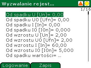 W oknie trybu wyzwalania rejestratora wybiera się sygnały analogowe oraz dwustanowe, które mogą być źródłem wyzwolenia rejestratora.