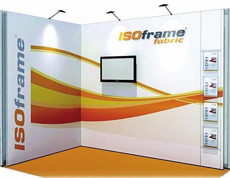 System ISOframe Fabric Zestawy obejmują długości profili aluminiowych, które w celu wykonania ramy łączy się za pomocą naszego unikalnego łącznika FastClamp.