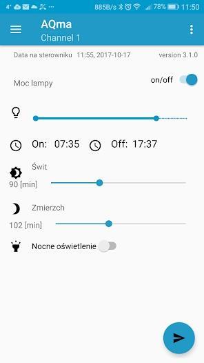 17 6. Aplikacja AQma LED Control Interface System Android Aby możliwe było użycie aplikacji w systemie Android, telefon/tablet mus być wyposażony w moduł Bluetooth.