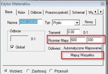 Właściwości oraz ustawienia materiałów możemy edytować używając Edytora materiałów. Aby ustawić parametry wszystkich powierzchni klikamy na daną powierzchnię, a następnie zmieniamy ich właściwości.